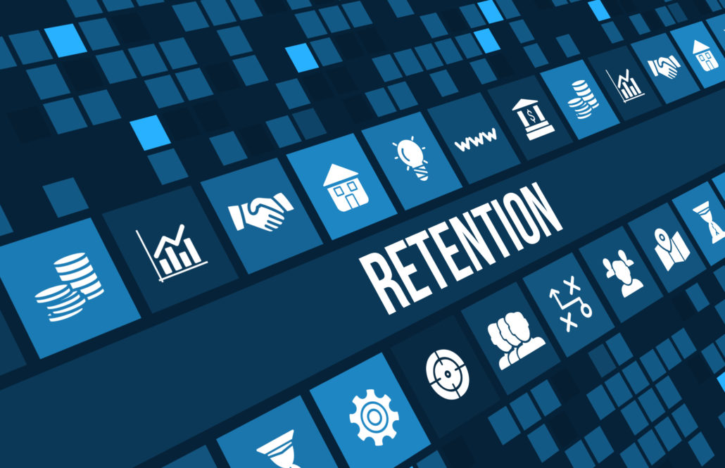 Retention concept image with business icons and copyspace.